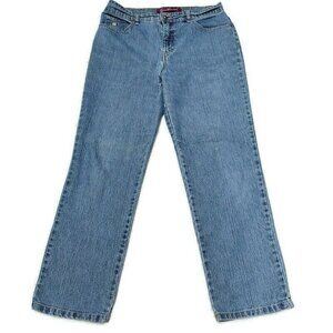 Gloria Vanderbilt Womens High Rise Straight Leg Cropped Jeans Sz 10 Blue Stretch